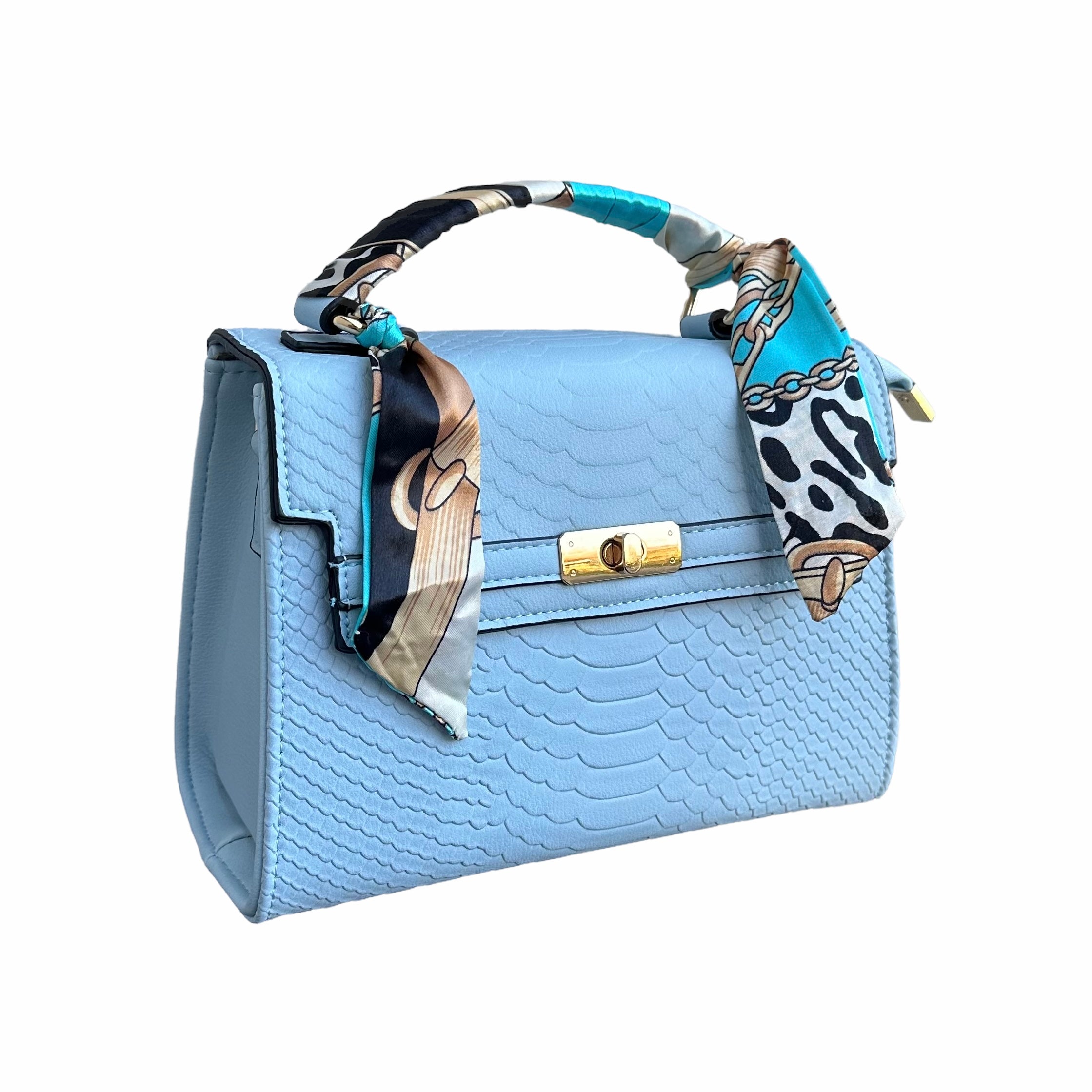 Tas met Sjaal Croco Groot - Water Blauw