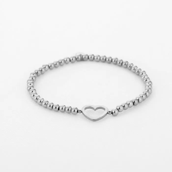 Beads Heart Bracelet - Silver