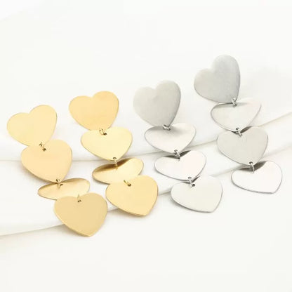 Statement Heart Earrings - Silver