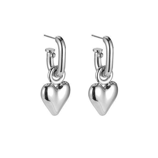 Tessa Heart Chunky Earrings - Silver