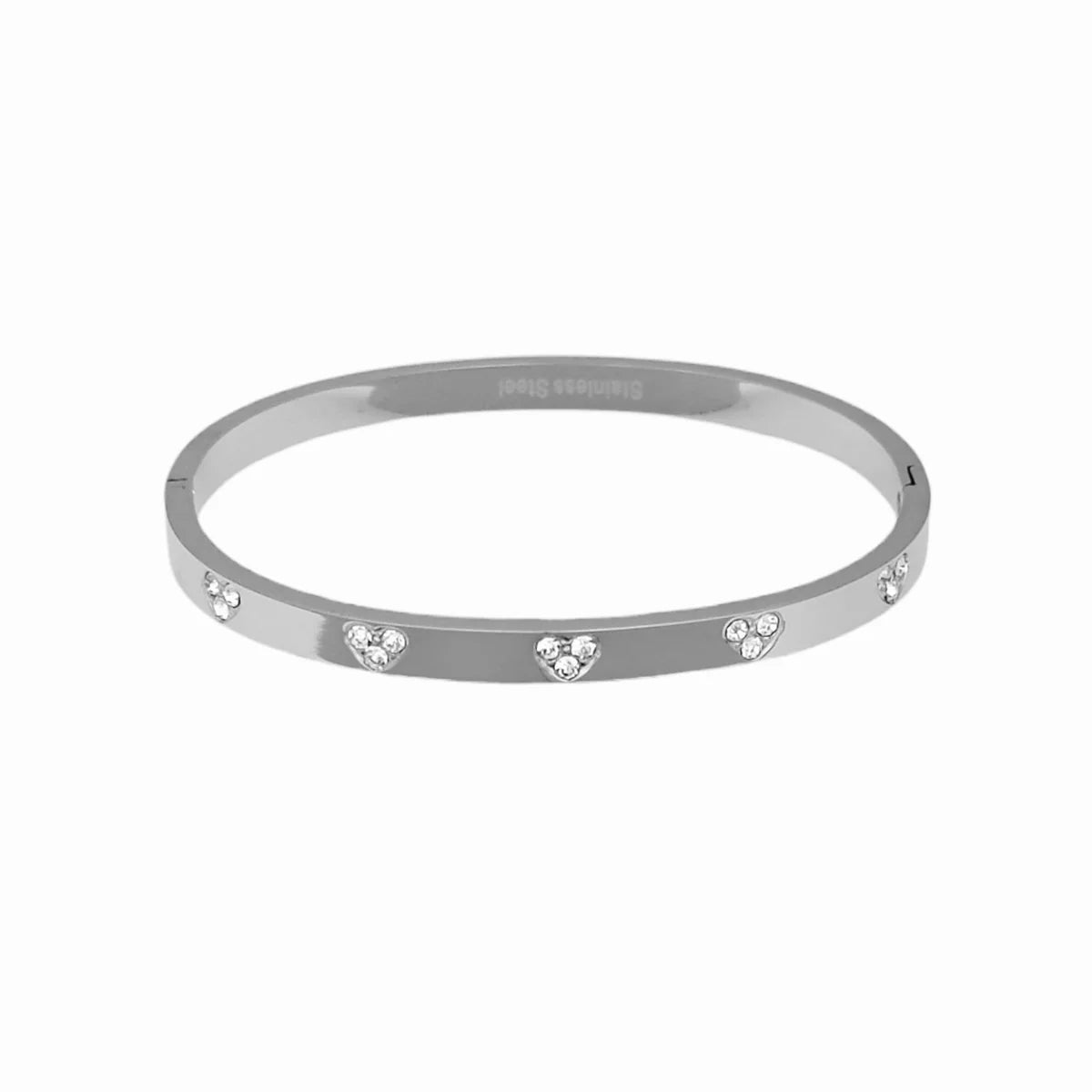 Bangel Diamond Heart Bracelet - Silver