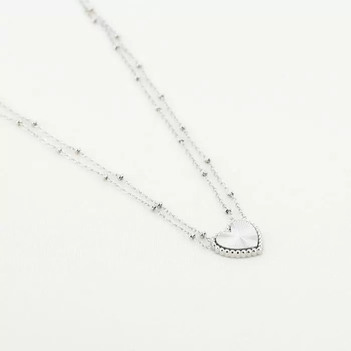 Monica Heart Necklace - Silver