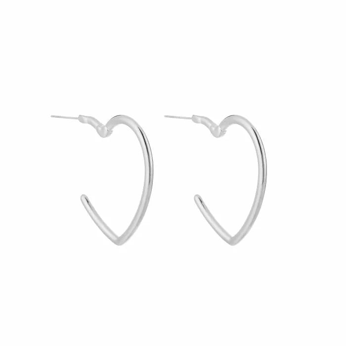 Half Heart Earrings - Silver