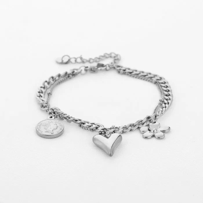 Bedels Double Clasica Bracelet - Silver