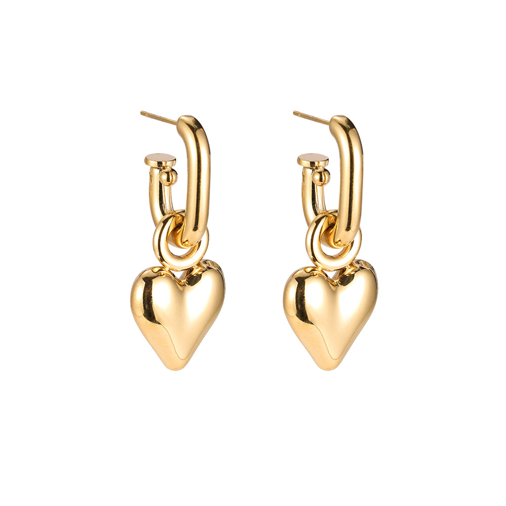 Tessa Heart Chunky Earrings - Gold