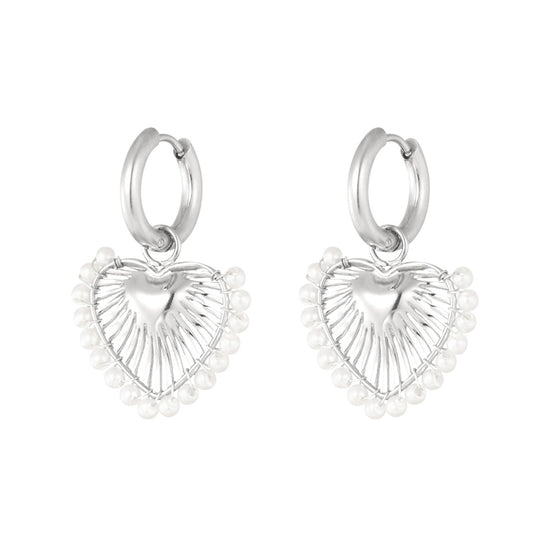 Basic Heart Parel Earrings - Silver