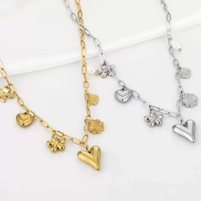 Bedels Fleur Charms Necklace - Gold