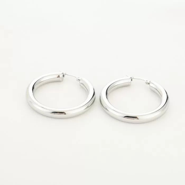 Basic Small Carlijn Hoops Earrings - Silver