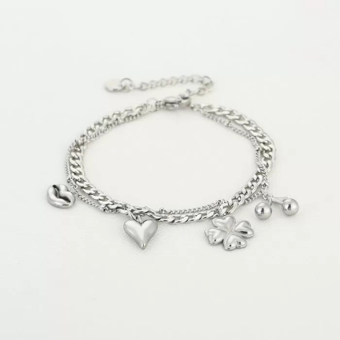 Bedels Double Layer Bracelet - Silver