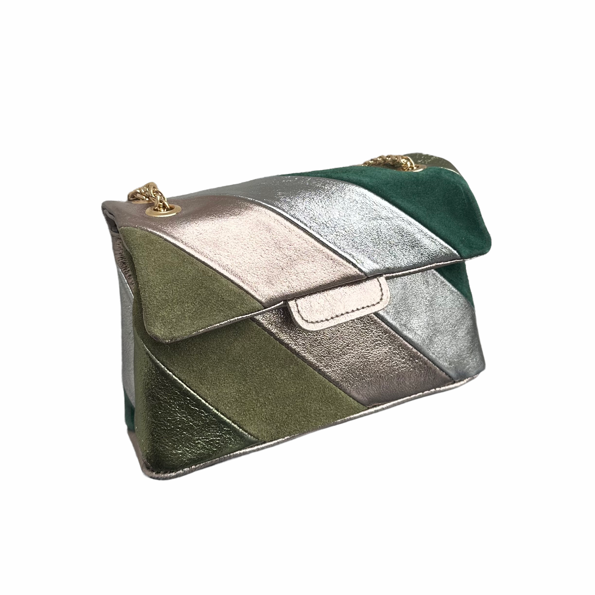 Tas Metallic Regenboog Olijf Brons - Echt Leer