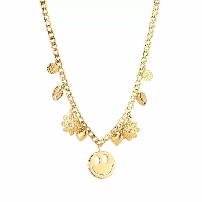 Happy Smiley Necklace - Gold