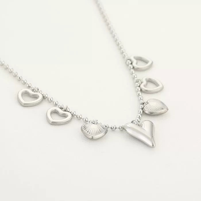 Bedels Statement Hearts Necklace - Silver