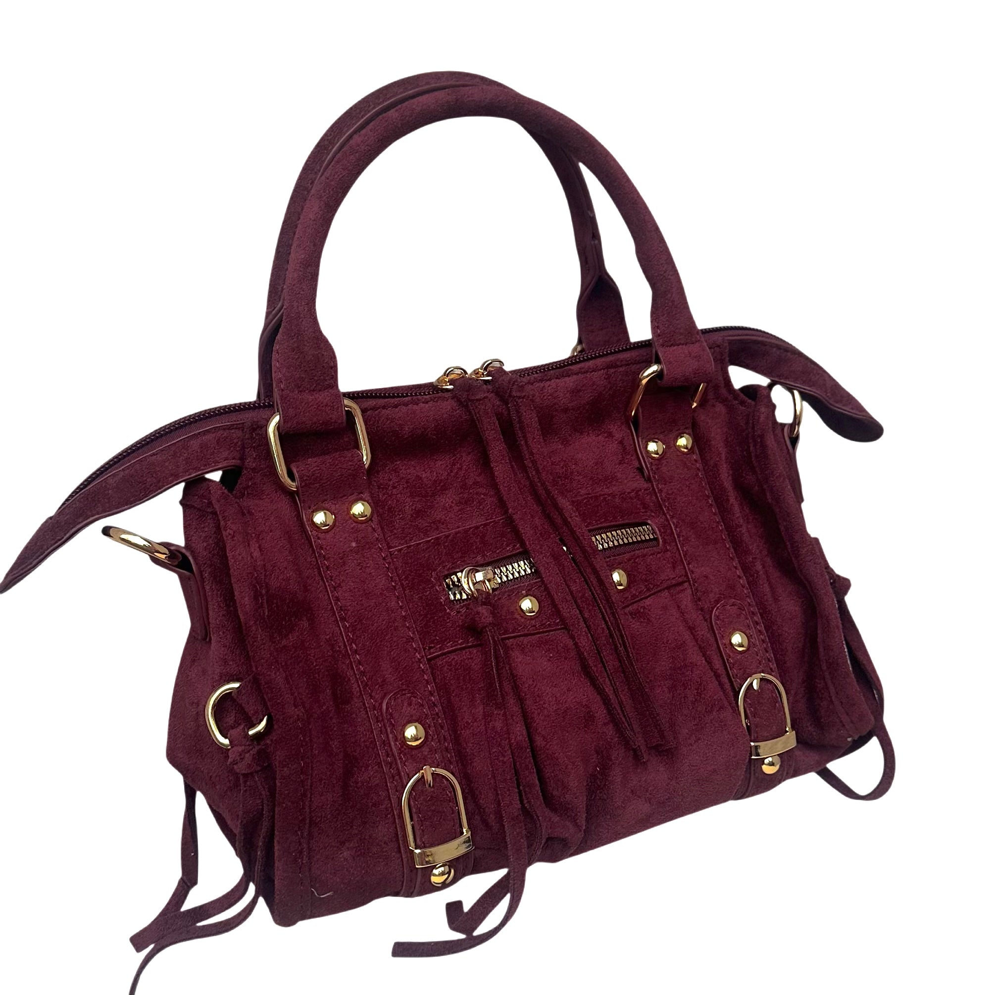 Liv Classic Suède Medium Tas - Burgundy