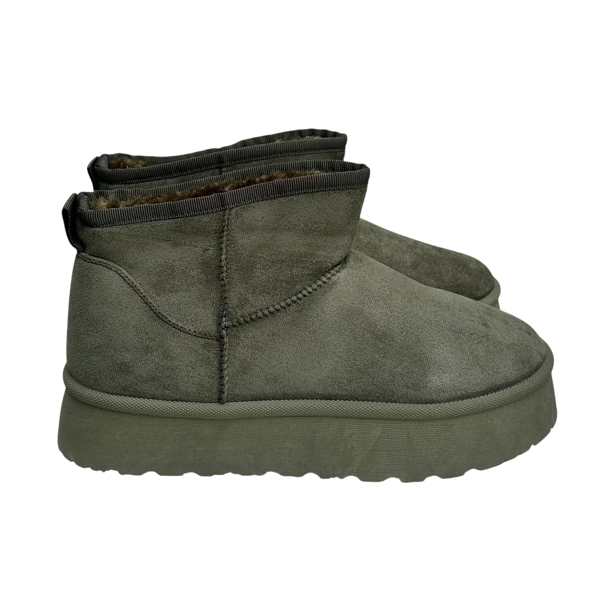 Fluffy Boots Hoge Zool - Army Groen