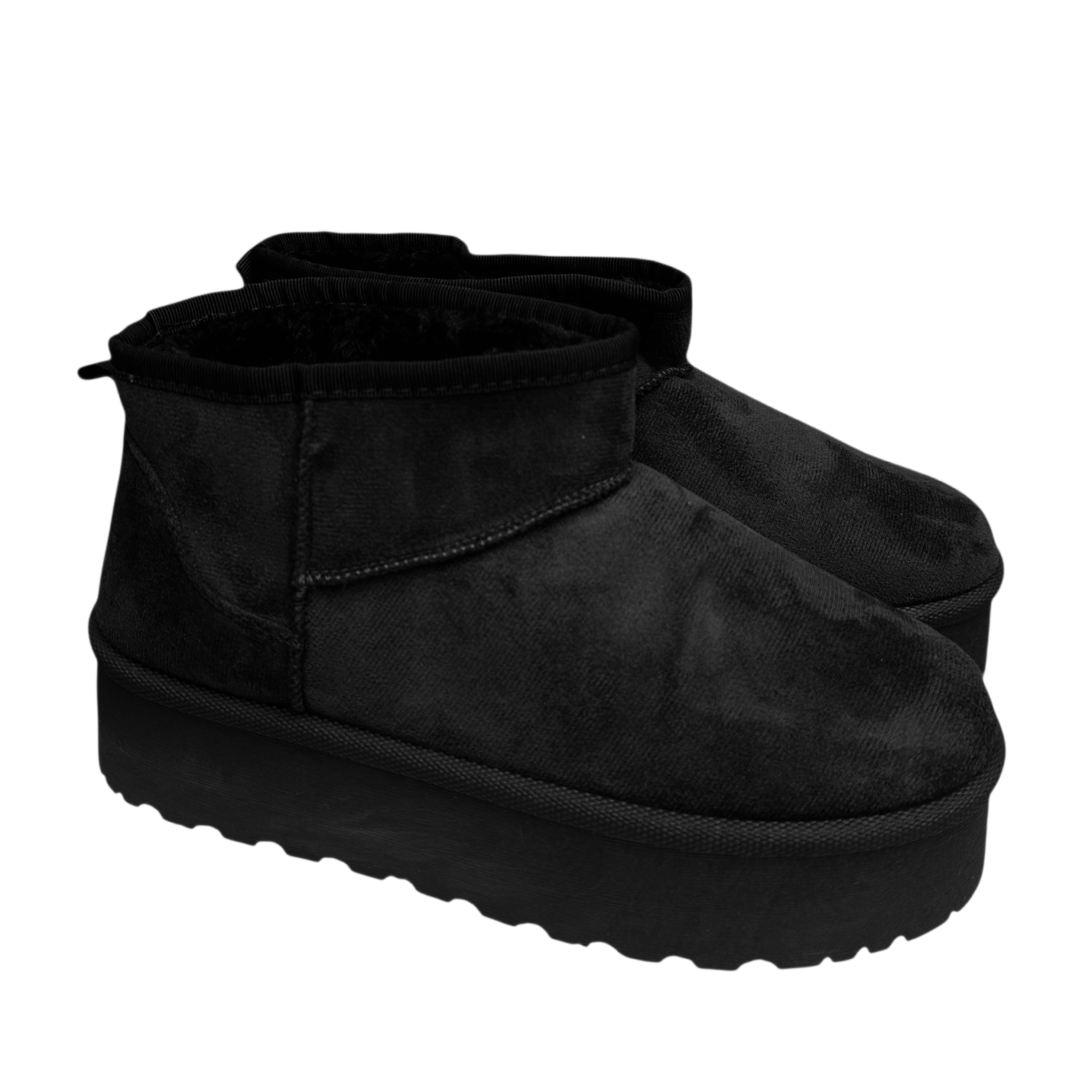 Fluffy Boots Hoge Zool - Zwart