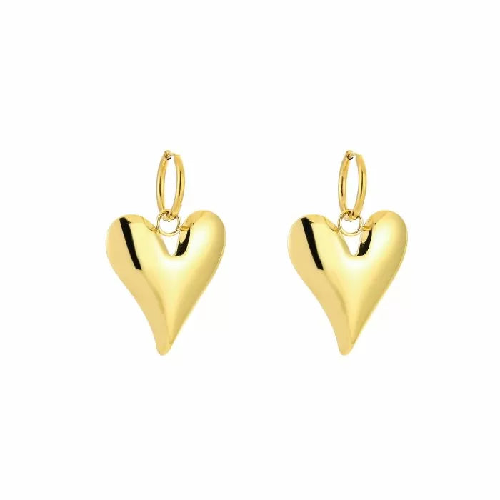 Big Heart Earrings - Gold