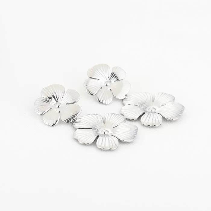 Double Flower Earrings - Silver