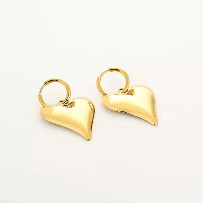 Big Heart Earrings - Gold