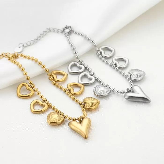 Bedels Statement Hearts Bracelet - Silver