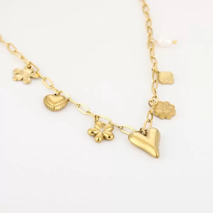 Bedels Fleur Charms Necklace - Gold