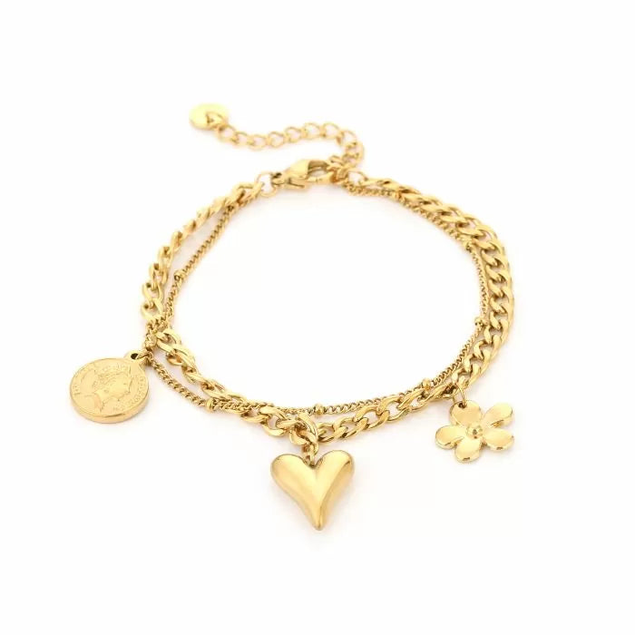 Bedels Double Clasica Bracelet - Gold