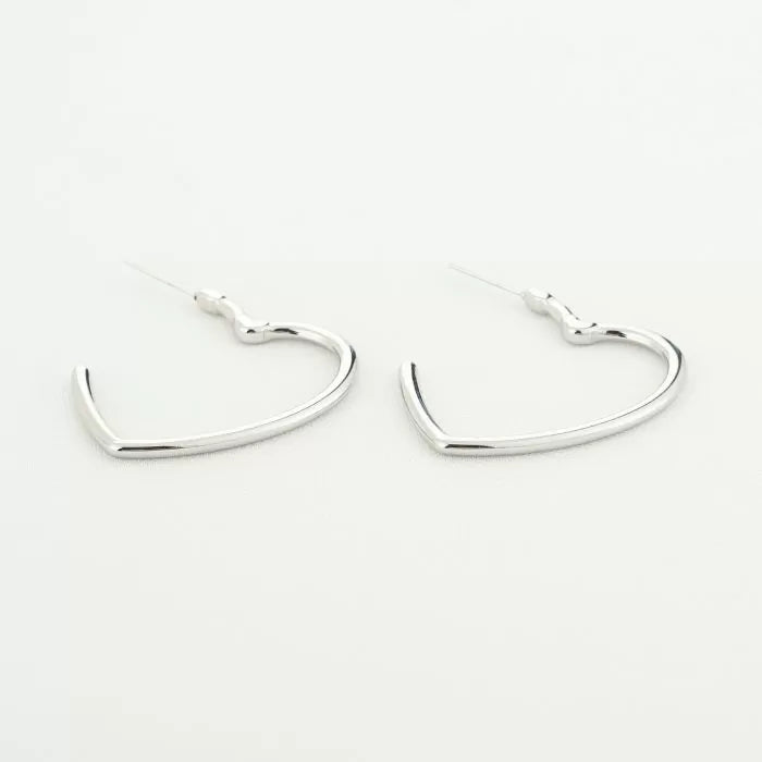 Half Heart Earrings - Silver