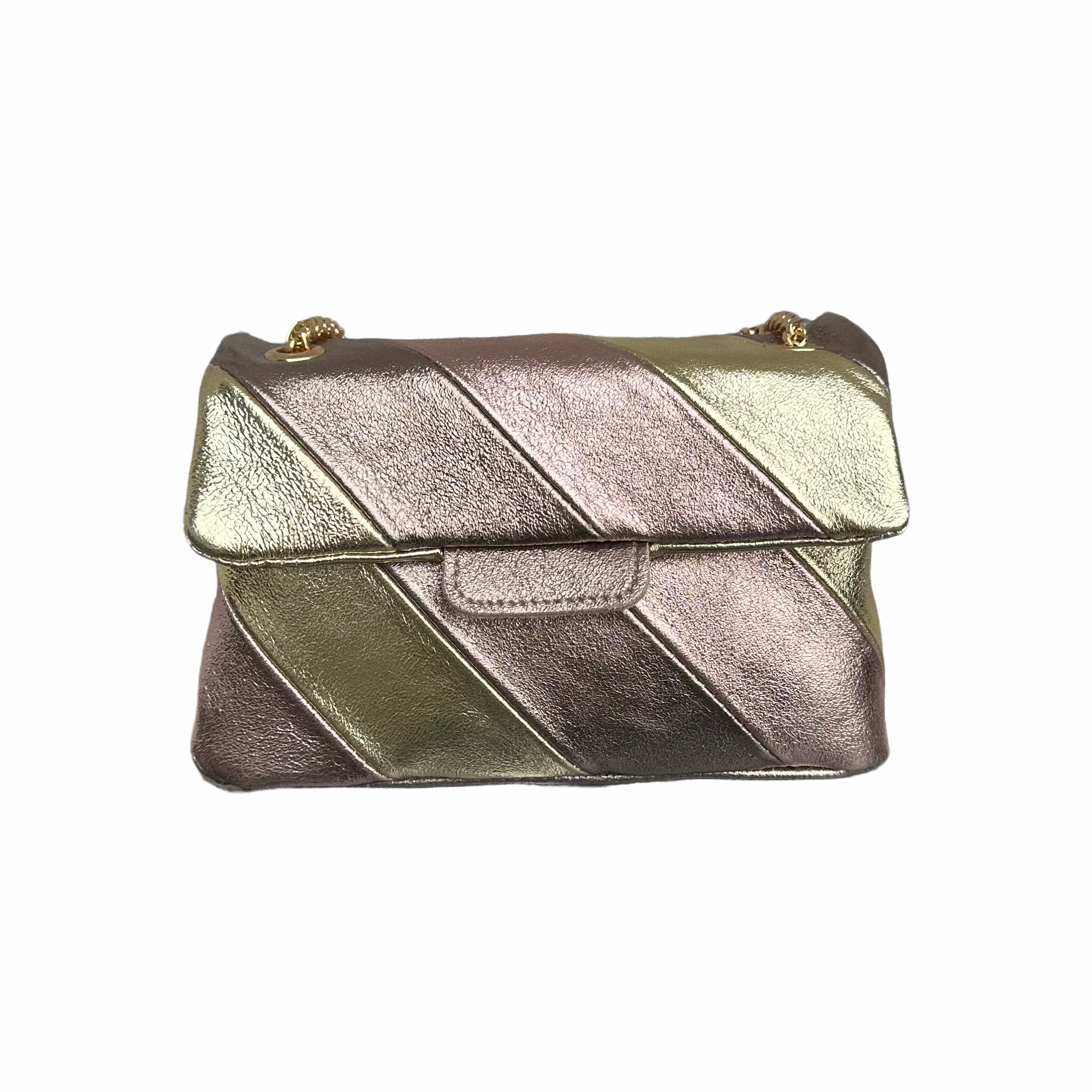 Tas Metallic Regenboog Champagne - Echt Leer