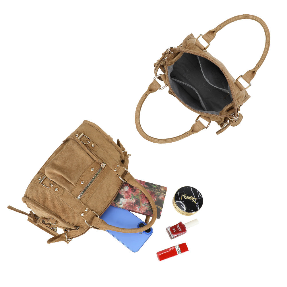 Liv Classic Suède Medium Tas - Camel