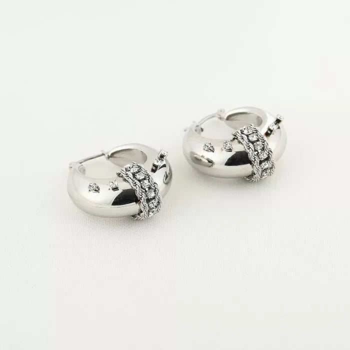 Bali Diamond Earrings - Silver