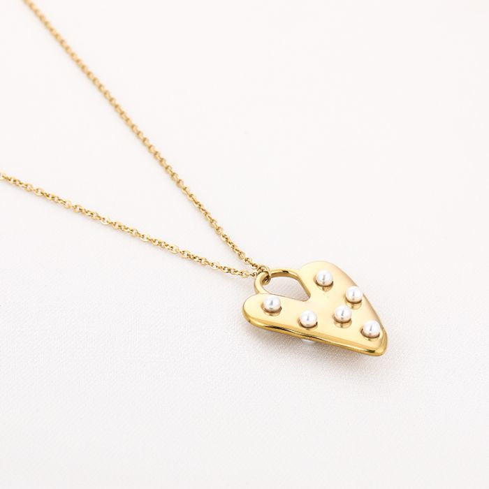 Parels Heart Necklace 80 cm - Gold
