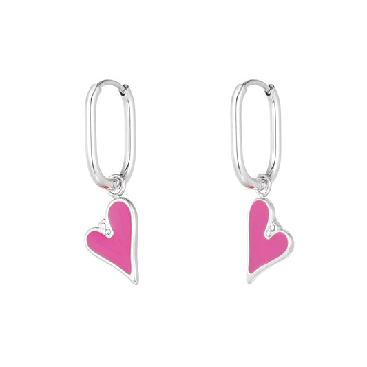 Figure Girly Pink Earrings - Silver
