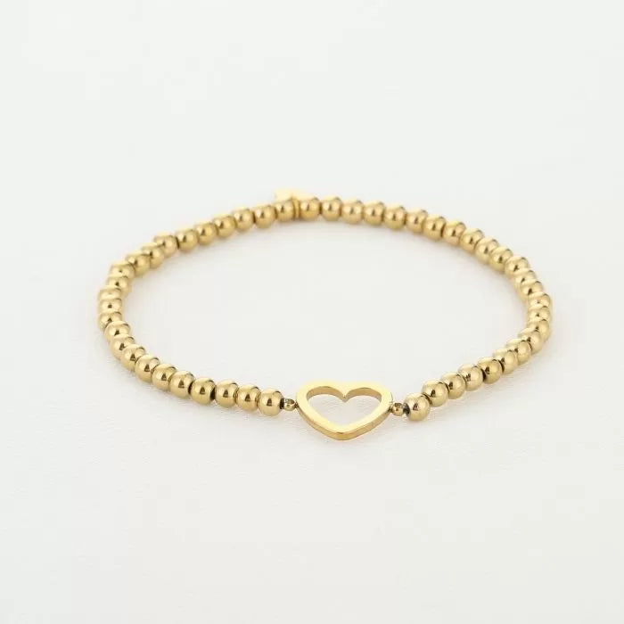 Beads Heart Bracelet - Gold