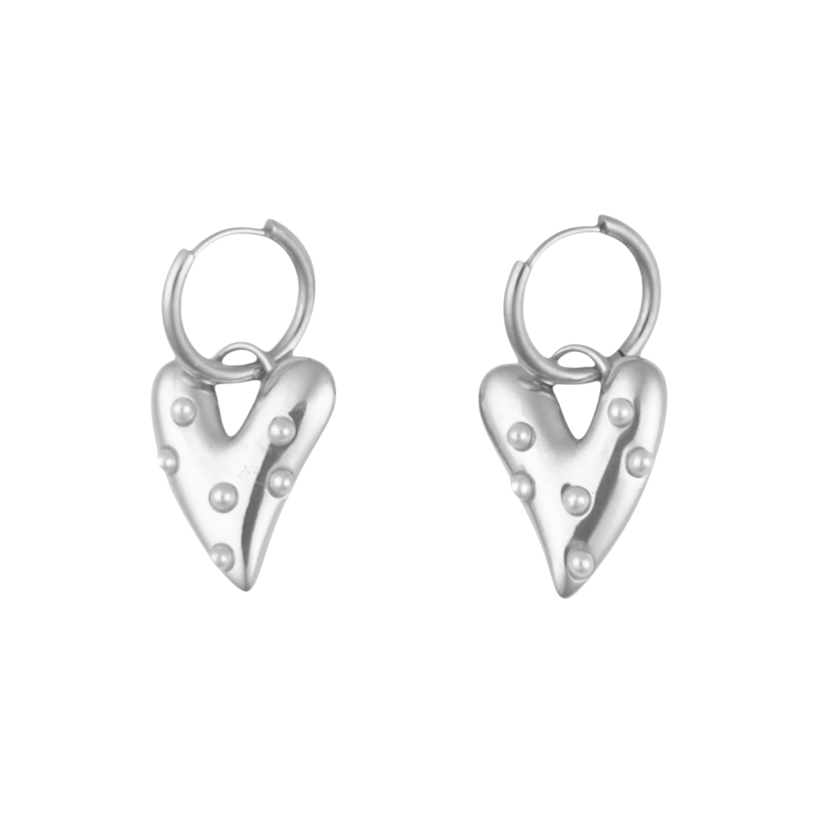 Parels Heart Mini Earrings - Silver