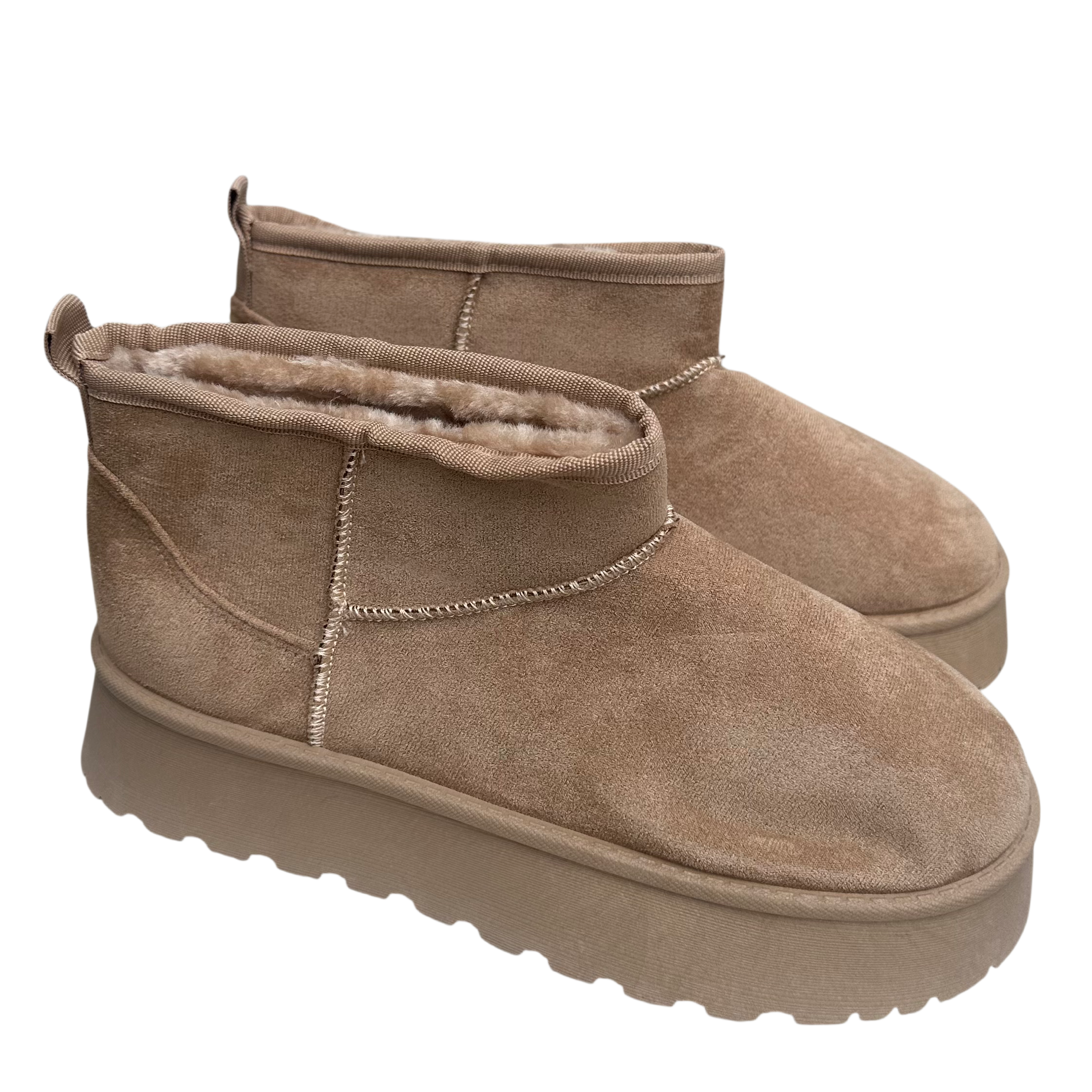 Fluffy Boots Hoge Zool - Taupe