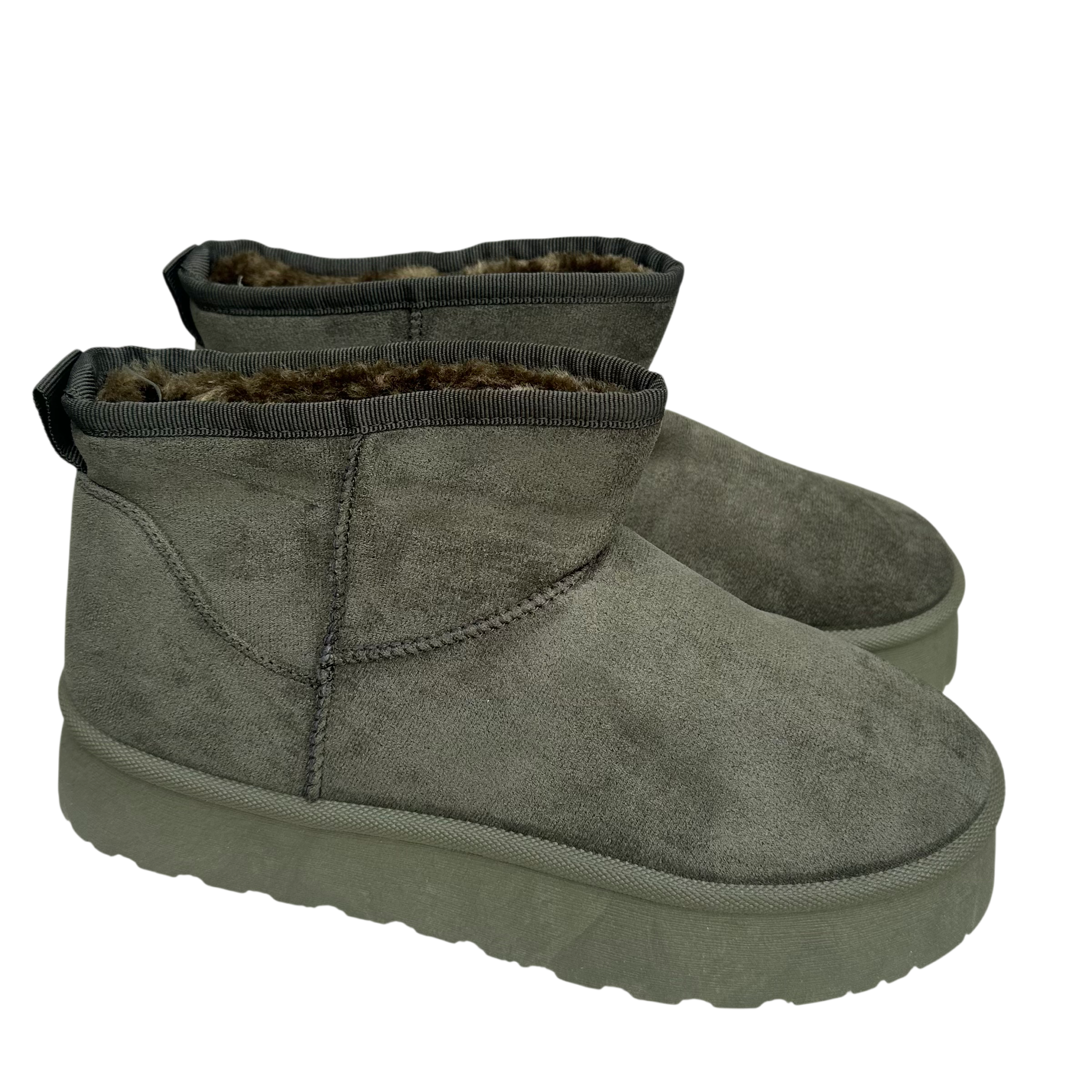 Fluffy Boots Hoge Zool - Army Groen