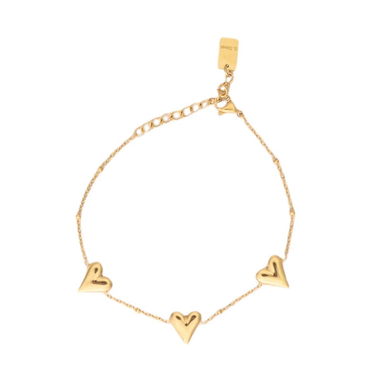 Triple Heart Bracelet - Gold