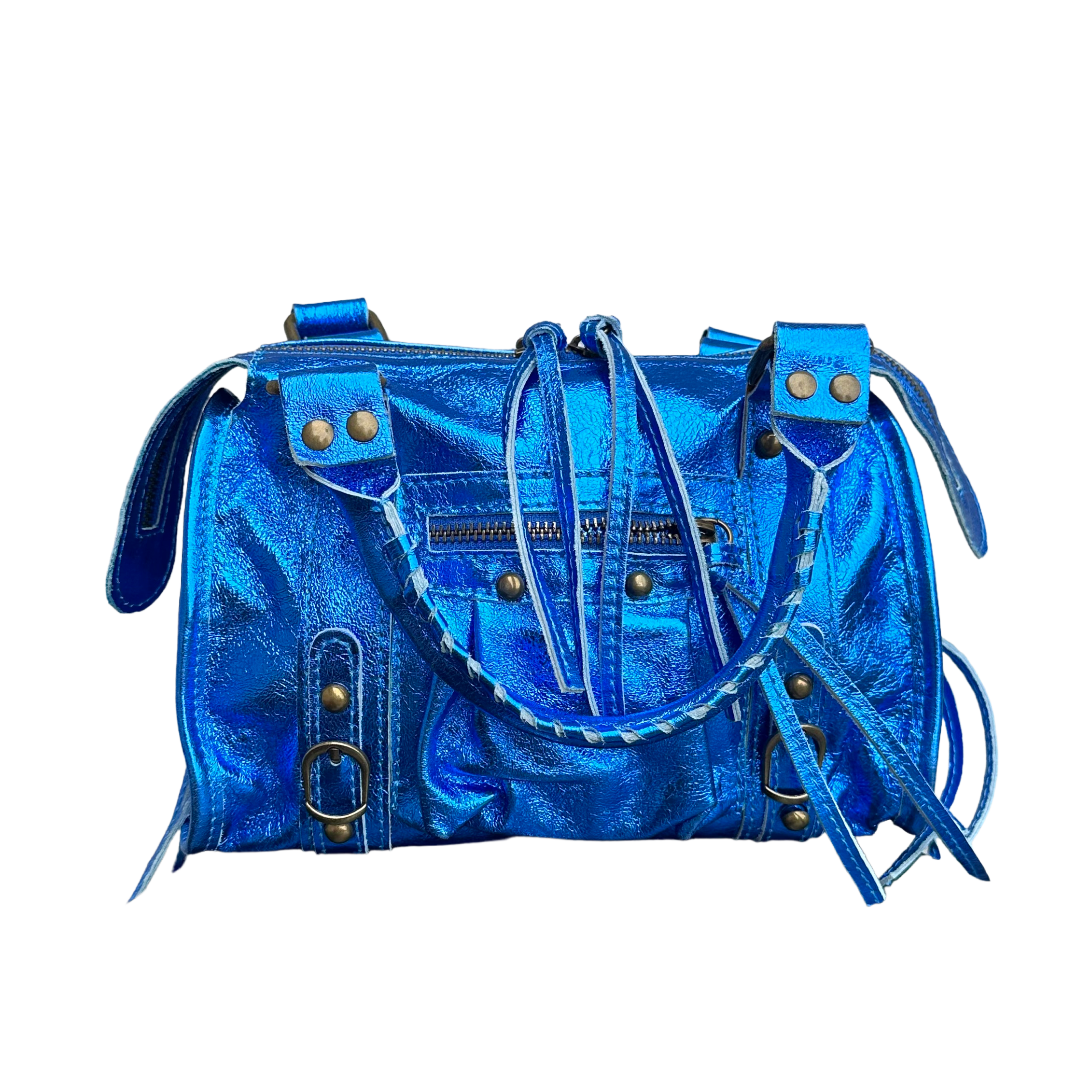 Liv Echt Leer Tas - Metallic Kobalt Blauw