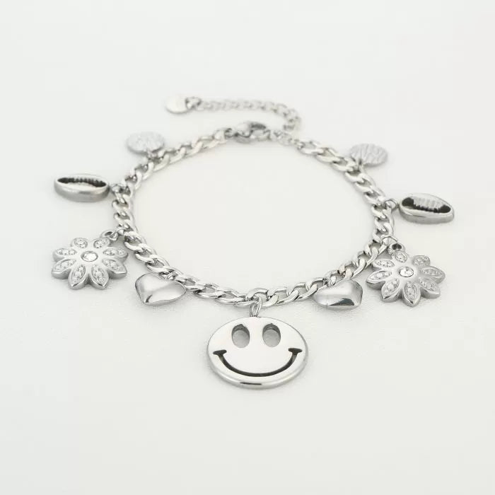 Happy Smiley Bracelet - Silver