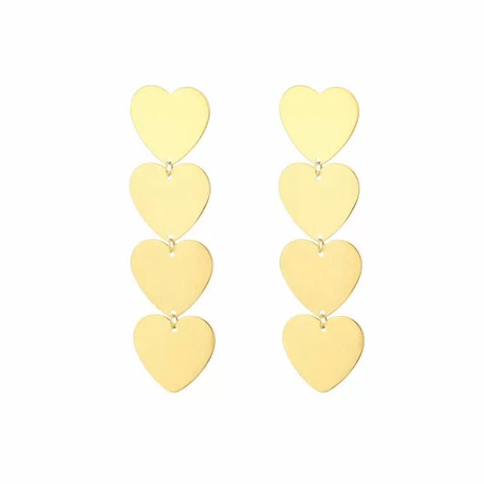 Statement Heart Earrings - Gold