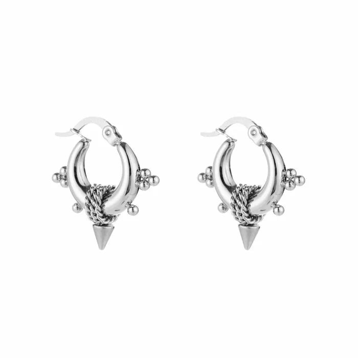 Bali Chunky Mini Earrings - Silver