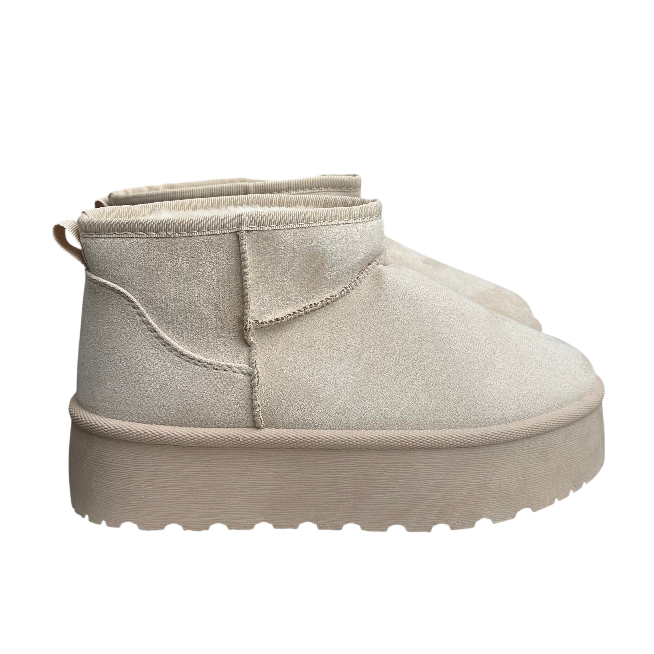 Fluffy Boots Hoge Zool - Beige