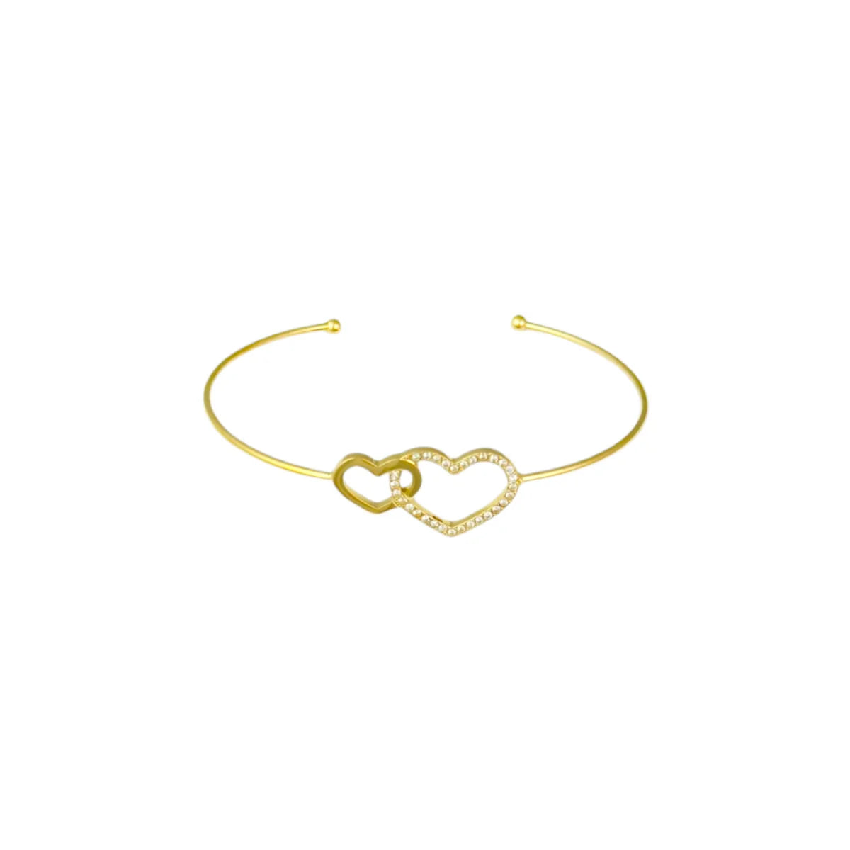 Bangle Two Heart Bracelet - Gold