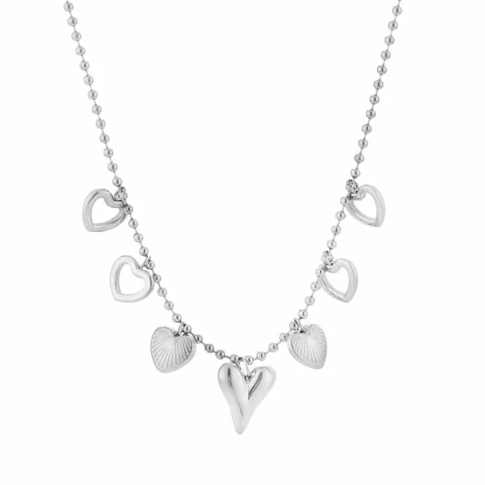 Bedels Statement Hearts Necklace - Silver