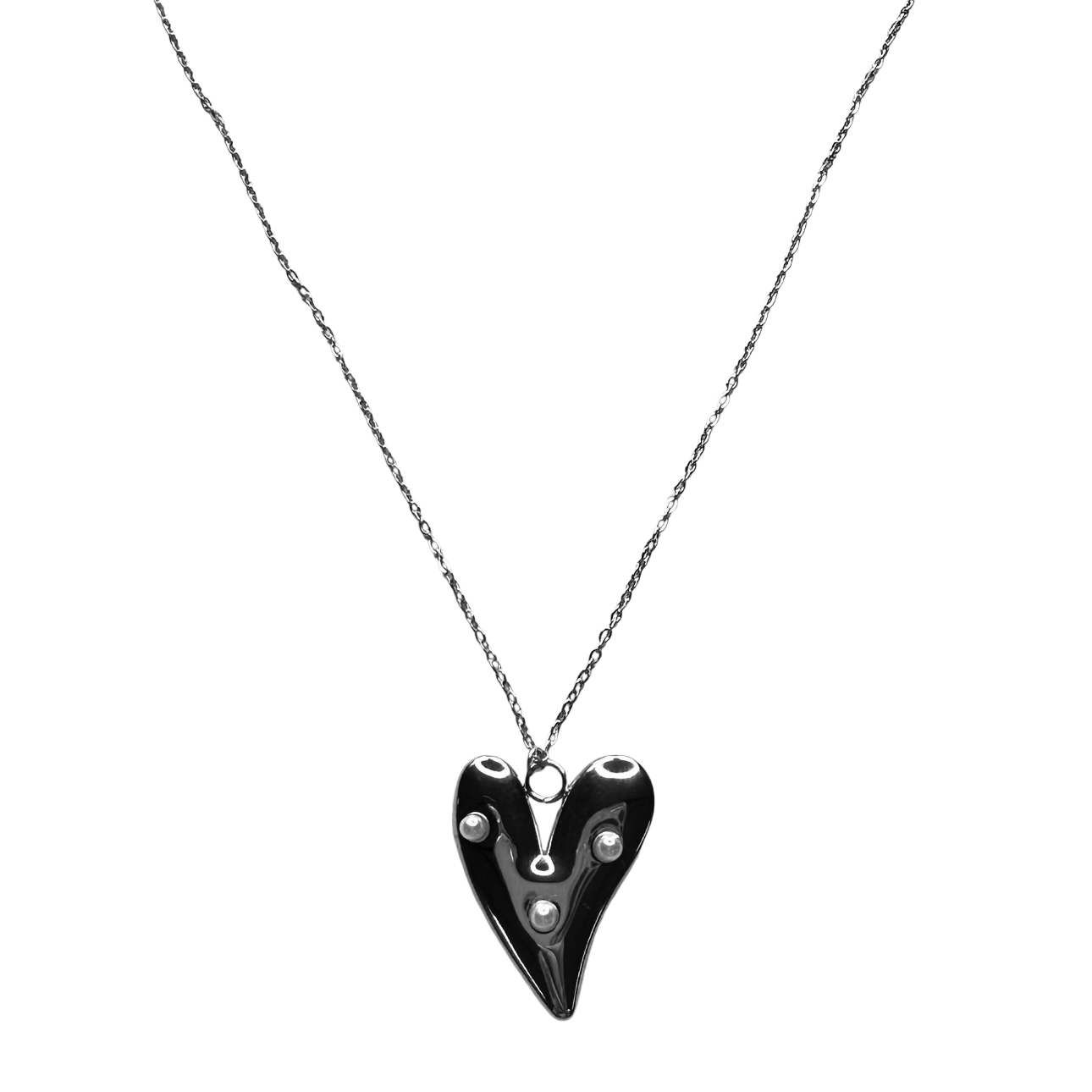 Heart Parels Necklace - Silver