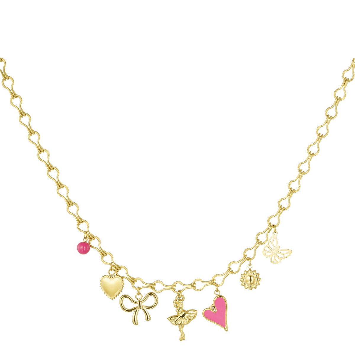 Figure Girly Pink Necklace - Gold - Sieradenbycelin Sieradenbycelin Sieradenbycelin