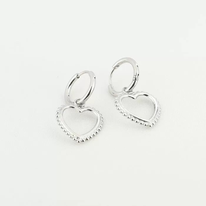 Dot Heart Earrings - Silver - Sieradenbycelin Sieradenbycelin Sieradenbycelin