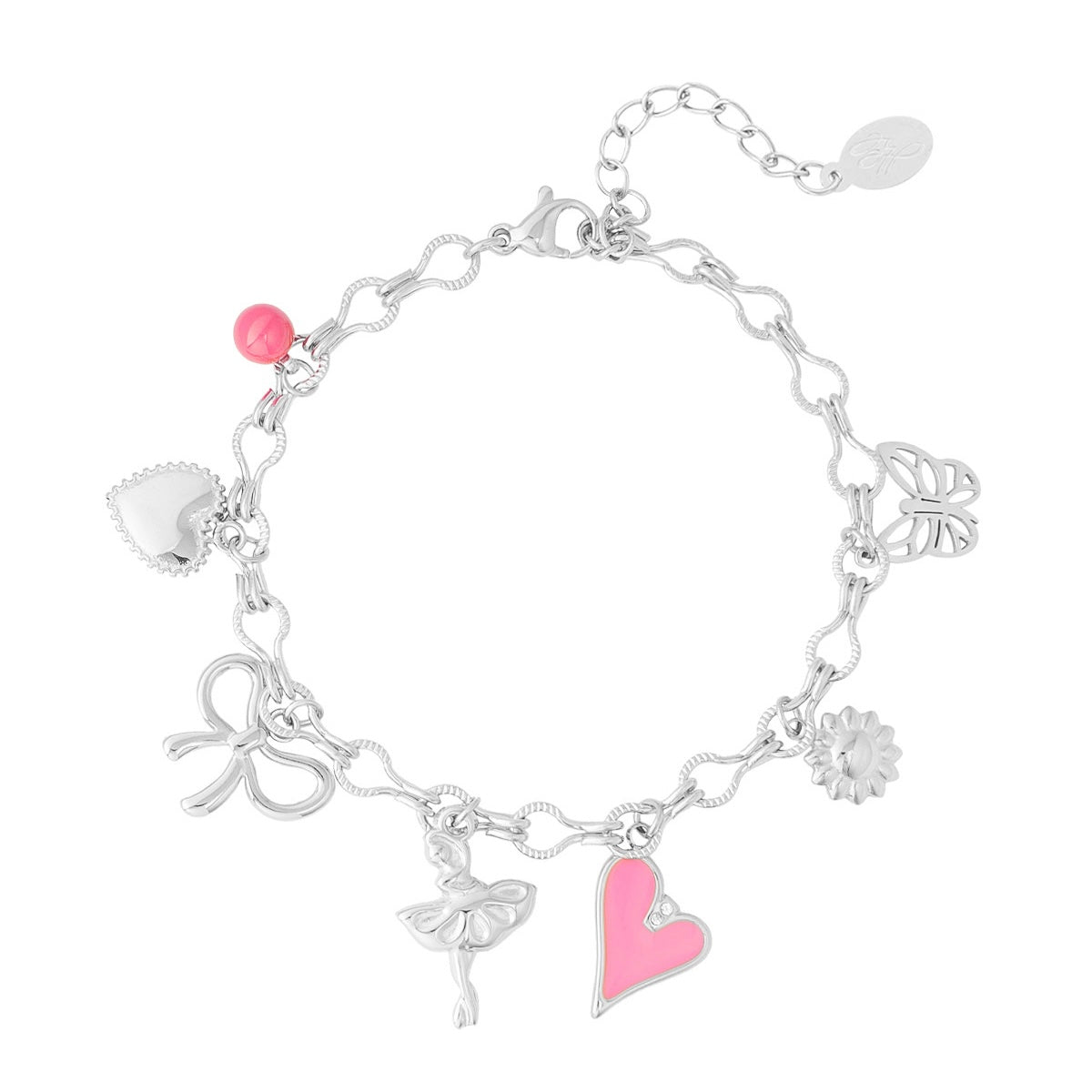 Figure Girly Pink Bracelet - Silver - Sieradenbycelin Sieradenbycelin Sieradenbycelin