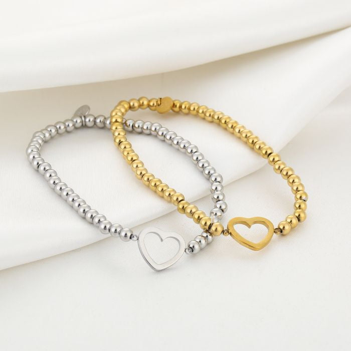 Beads Heart Bracelet - Gold