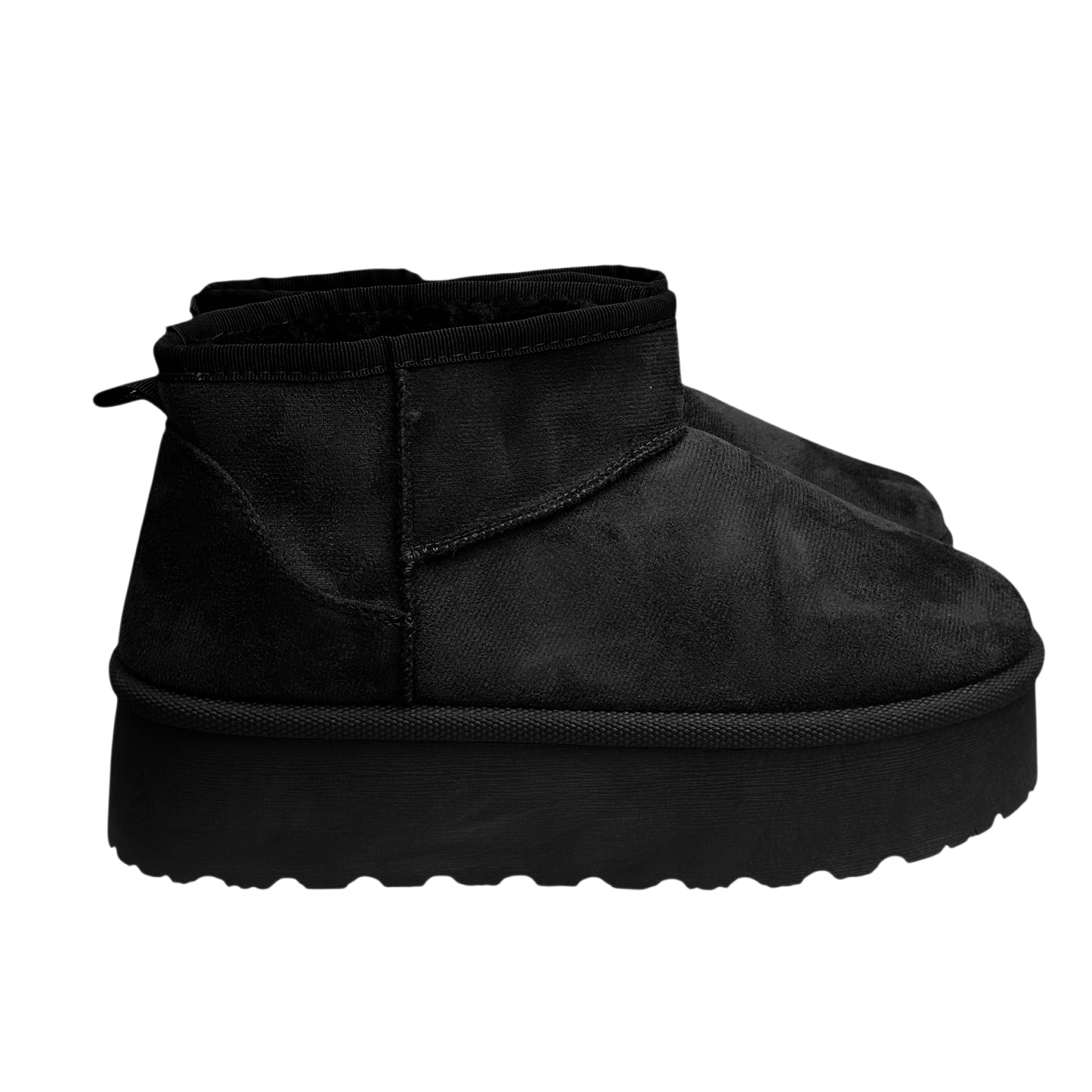 Fluffy Boots Hoge Zool - Zwart