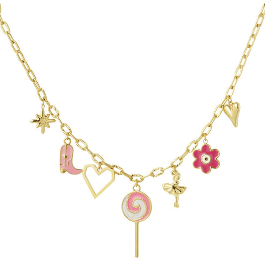 Figure Lollypop Necklace - Gold